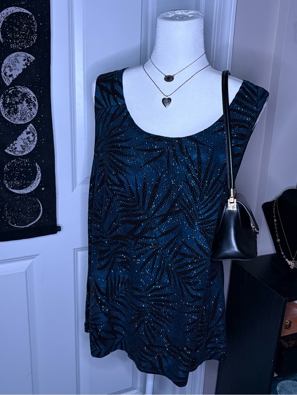 Vintage Going Out Blue and Black Top, size 3X